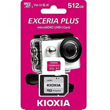 Kioxia Exceria Plus MicroSDXC 512GB UHS-I Clase 10 V30 A1 U3 con Adaptador SD