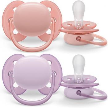 Philips Avent Ultra Soft Pacifier for 0-6 Months Girl, 2 Pack