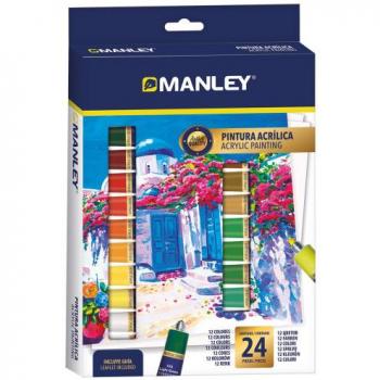 Manley - Set de Pinturas Acrílicas con 24 Colores Variados y Diversos para Estimular la Creatividad