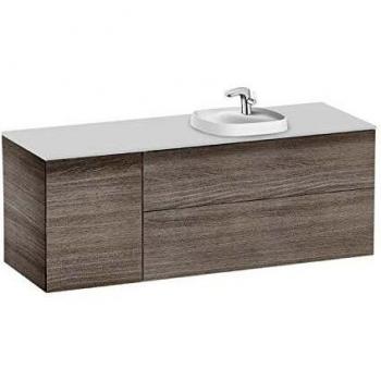Lavabo posición derecha + Mueble base 2 cajones + 1 Puerta Unik Beyond Roca, 140 x 50 x 52 centímetros, color roble