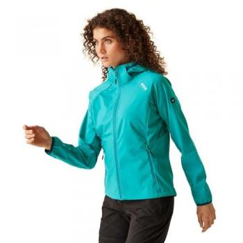 Regatta Women's Breathable Full Zip Hooded Softshell Jacket - Tahitian Blue, Size 8