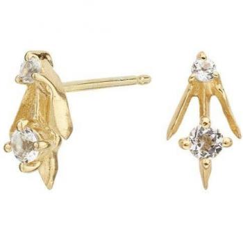 Pendientes Itemporality flecha topacio blanco bañados en oro - SEA-201-143-UU
