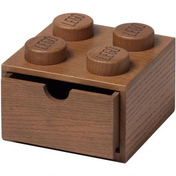 LEGO Wooden 4-Drawer Desk Organizer in Dark Oak Finish