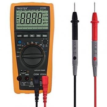 Rango Automático Multímetro Digital, Proster Multímetros Amp/ Ohm / Voltímetro Digital, Multi Tester con la Prueba de la Capacitancia y de la Temperatura