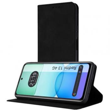 Funda Libro de Polipiel Negra con Tarjetero para Xiaomi Redmi 13 4G