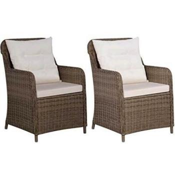 vidaXL 2X Sillones de Jardín Ratán Sintético Marrón y Crema Mobiliario Terraza