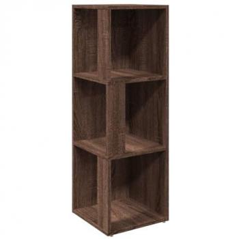 Mueble Esquina Almacenamiento Librería Madera Contrachapada Marrón Roble 33x33x100 cm