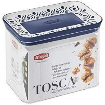 Barattolo Hermético Tosca Azul 1200 ml Rectangular para Conservación de Alimentos, Fabricado en Italia