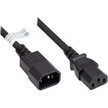 Alargador de alimentación C14 a C13, negro, 0,75 mm², 2 m