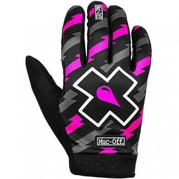 Muc-Off MTB Long Gloves - Bolt, Black/Grey/Pink, Size L
