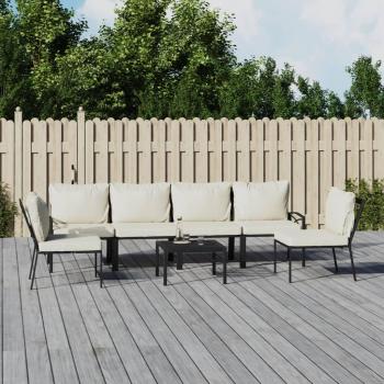 7-Piece Steel Garden Lounge Set with Sand Cushions