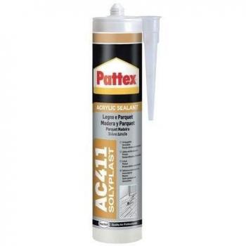 Pattex AC411, silicona acrílica madera y parquet, acabado mate y alisado, 300 ml
