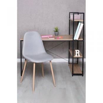 Conjunto de Escritorio Kecil y Silla Teok de Tela - Color Gris