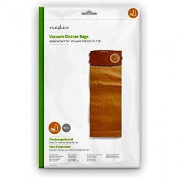 NEDIS Bolsa de la aspiradora Bolsa de la aspiradora | Número de Bolsas de Polvo: 10 | Papel | Vorwerk Kobold VK 118 | Marrón Marrón