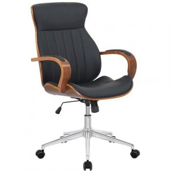 Silla de oficina giratoria regulable en simil cuero nogal/negro CLP