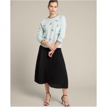 Elena Mirò - Versatile Black Pleated Midi Wrap Skirt, Size XL
