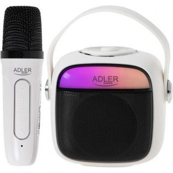 Adler Altavoz Karaoke Bluetooth AD 1199W con Micrófono, Conexión Inalámbrica, Portátil, SD/USB/AUX