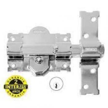 Cerrojo Interfer Modelo 11 con Cilindro de Seguridad Cromado, Diámetro 27x49mm, Llave de Serreta, Sobreponer