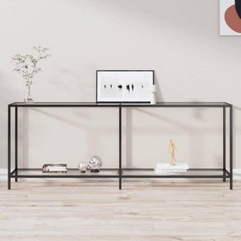 Mesa consola de vidrio templado 200x35x75,5 cm - Transparente, Negro, Mármol blanco - Mesa de sofá, Mesa de Entrada para Salón, Consola de Entrada, Mueble Recibidor, Mesita Aux