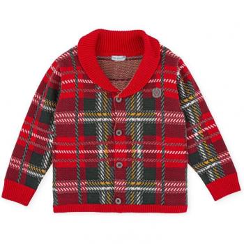 Chaqueta de niño Tutto Piccolo en rojo de cuadros