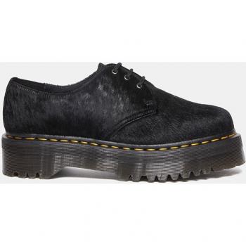 Dr. Martens - Zapatos de cordones 1461 Quad de mujer en piel con plataforma y pespuntes amarillos
