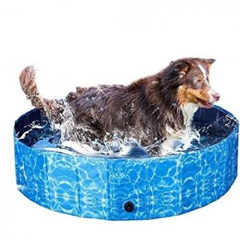 XIAPIA Piscina Perros Plegable, Piscina Mascotas Bañera Plegable con Suelo Aantideslizante y Resistente Tablero de Fibra de Madera para Perros Gatos Niños, 120cm*30cm