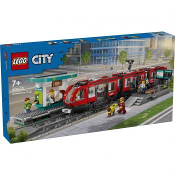 LEGO® 60423 Tranvía y Estación del Centro - Set de construcción de 811 piezas, incluye un tranvía y una estación, diseñado para la línea LEGO City, ideal para niños a partir de 6 años
