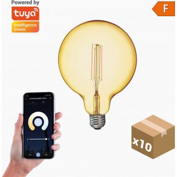 Pack 10 Bombillas Globo Filamento LED Ámbar Inteligentes G125 E27 CCT+DIM 7W 600lm WiFi Compatibles con Alexa y Google Home