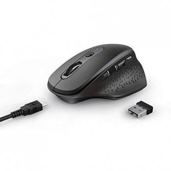 Trust OZAA Ratón Inalámbrico Recargable, 6 Botones, Ergonomico, Receptor USB Plug and Play, Interruptor de Encendido/Apagado, Wireless Mouse para Ordenador Portatil, PC, Macbook, Chromebook - Negro
