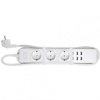Greenice | Enchufe Multiple Wifi 3 X Schuko 4 X Usb Compatible Amazon Alexa/Google Home