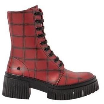 Botines con tacón para mujer Art 1375F en tartán rojo