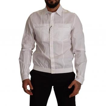 Dolce & Gabbana White Cotton Button Down Men Collared Shirt - IT41 | L