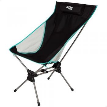 Silla de Camping Plegable Aktive - Compacta y Resistente, Soporta 110 kg, Estructura de Acero, Tejido Poliéster, Incluye Cojín y Bolsa de Transporte
