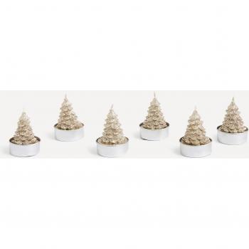 Set 6 velas tealight con forma de abeto Navidad