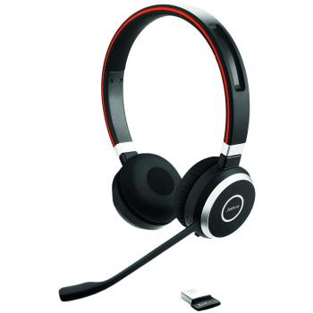 Jabra Evolve 65 MS, Auriculares Inalámbricos Estéreo Certificados por Microsoft con Batería de Larga Duración, Adaptador Bluetooth USB , Negro