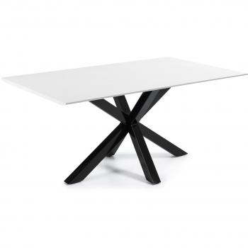 Kavehome Mesa New Argo 160x90, Epoxy Negro Lacado blanco