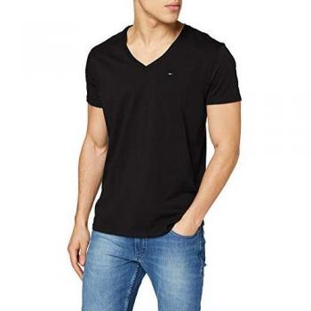 Tommy Hilfiger Black Cotton T-Shirt - XL, Male, V-Neck, Spring/Summer, Plain