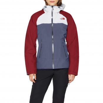 The North Face W Jacket Chaqueta Stratos, Mujer, Grisaille Tin Grey/Rumba Red, L