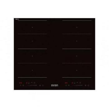 Placa de inducción Svan SVI623FZ 7400W con 4 zonas de cocción y doble flexizone en color negro de 59 cm