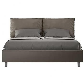 Cama Doble Antea 160x190 con base acolchada en símil piel capuchino