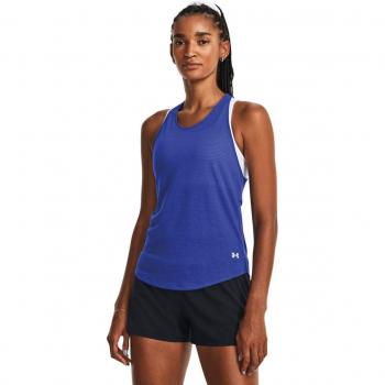 Camiseta sin mangas de mujer Under Armour Streaker con tecnología de absorción de humedad, diseño ligero y transpirable, costuras planas para mayor comodidad, ajuste ceñido y detalles reflectantes