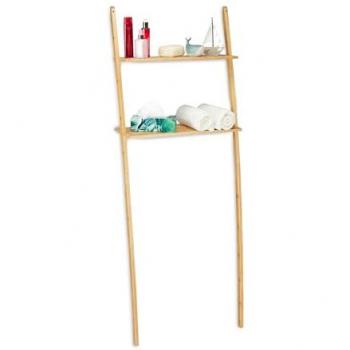 Estantería sobre Lavadora Relaxdays de Bambú, 2 Estantes, Mueble para Baño o WC, 175 x 66 x 30 cm, Color Natural