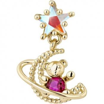 Pendiente Piercing Pink Galaxy de Plata 925 con baño de oro 18k