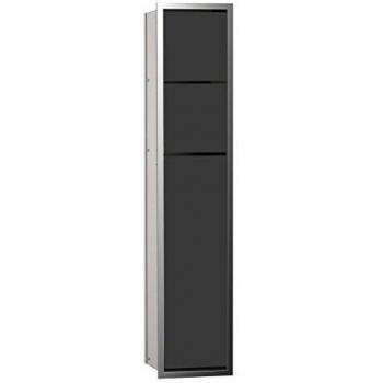 Módulo de Inodoro Empotrado Emco Asis 150, 809 mm, con Soporte para Papel y Caja de Toallitas Húmedas, Color Cromado/Negro
