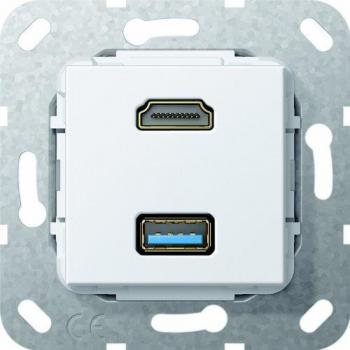 Gira HDMI USB 3.0 A Cable with Central Cover Plate 567903