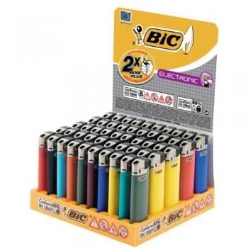 Encendedores eléctricos BIC J38 - Pack de 50 unidades, colores bicolor, duraderos y confiables