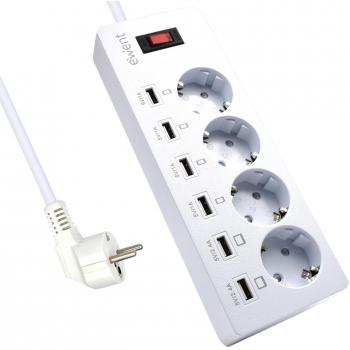 Regleta Ewent EW3937 con 4 Tomas Schuko y 6 Puertos USB de 1.8m