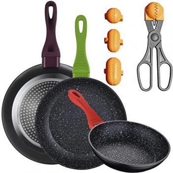 Pack de 3 Sartenes de Aluminio Forjado 20/24/28CM + Utensilio Multiusos con 4 Moldes Intercambiables - SAN IGNACIO