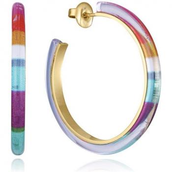 Pendientes Viceroy Kiss de acero Ip dorado multicolor acrílico
