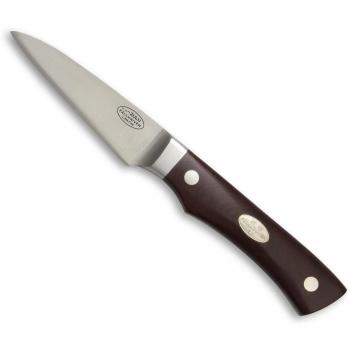 Cuchillo de cocina Fallkniven Zulu con hoja de 7,5 cm, mango micarta marrón y estuche de madera